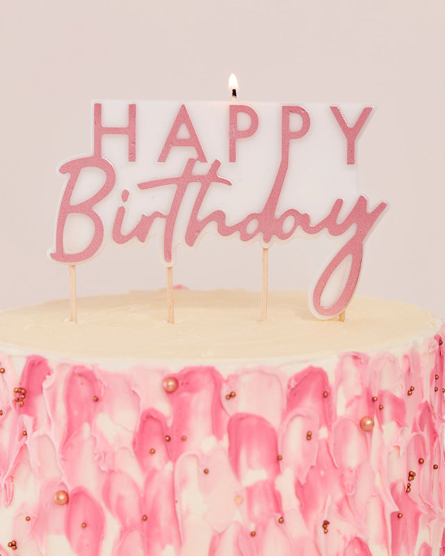 Mix It Up Rose Gold Happy Birthday Candle - 11cm x 12.5cm