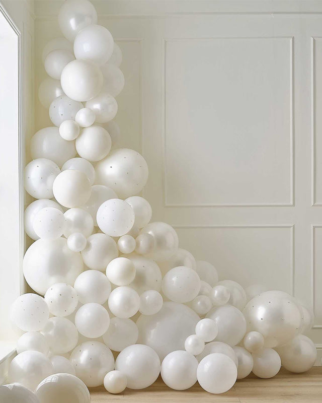 White & Cream with Pearls Balloon Arch (120pk)