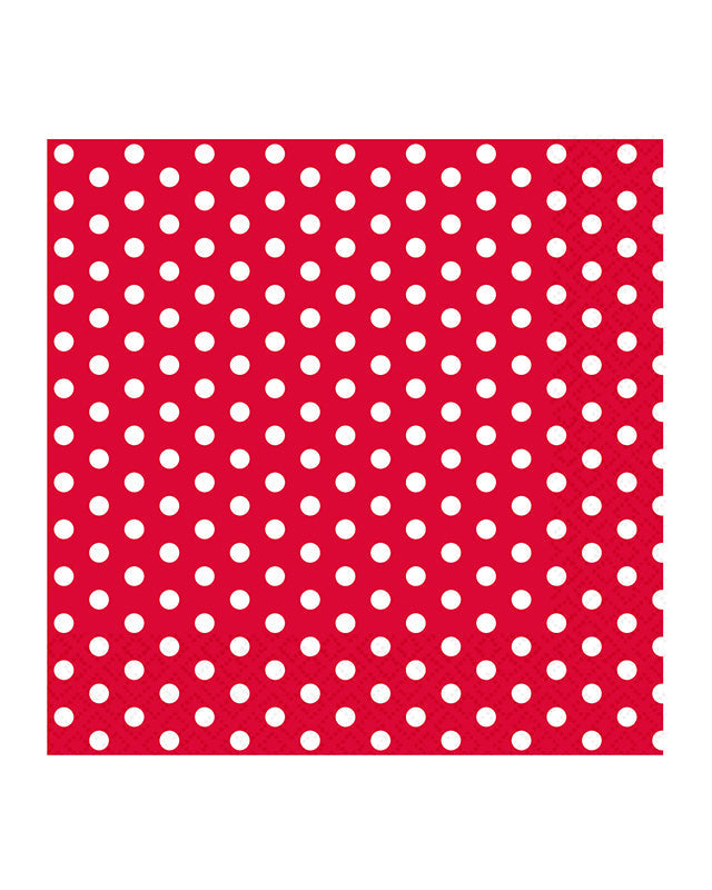 Red & White Spot Paper Napkins - 33cm (20pk)