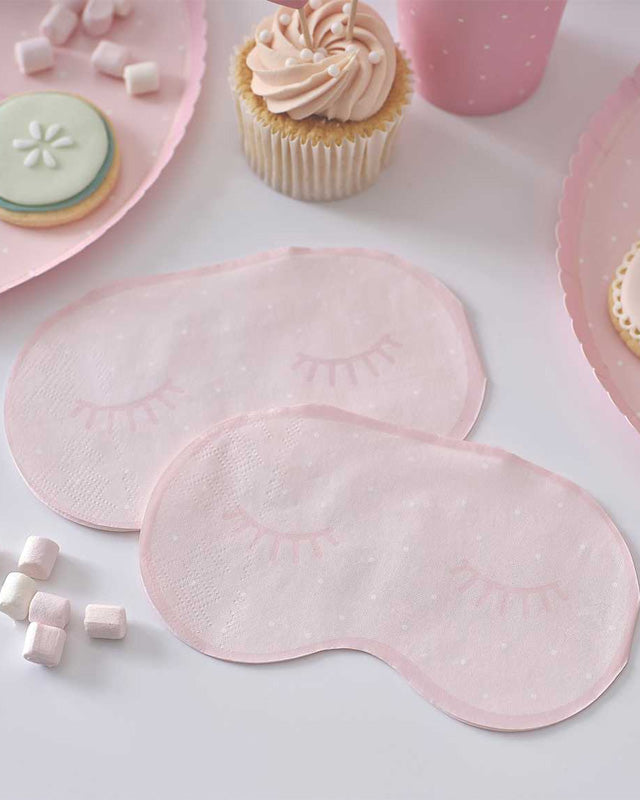 Pamper Party Pink Eye Mask Paper Napkins - 16.5cm x 9.4cm (16pk)