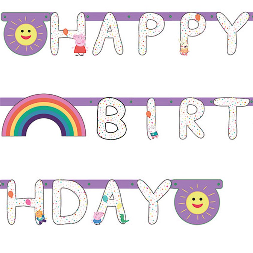 Peppa Pig 'Happy Birthday' Paper Letter Banner - 2.1m x 13cm