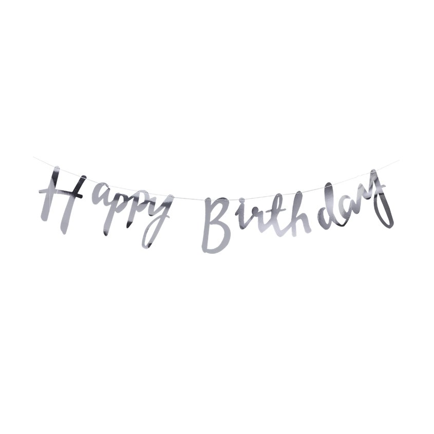 Silver 'Happy Birthday' Paper Banner - 1.5m