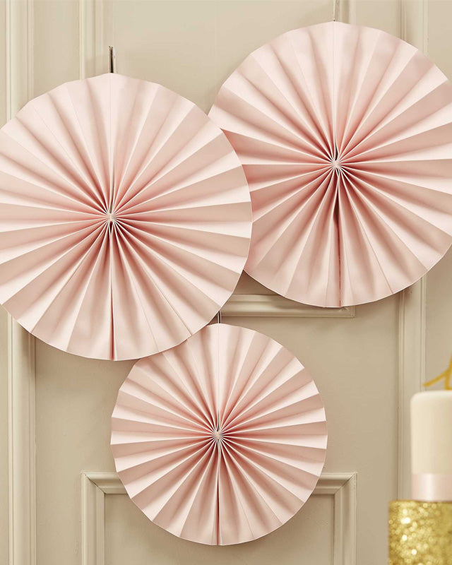 Pastel Perfection Pink Paper Fan Decorations - 36cm