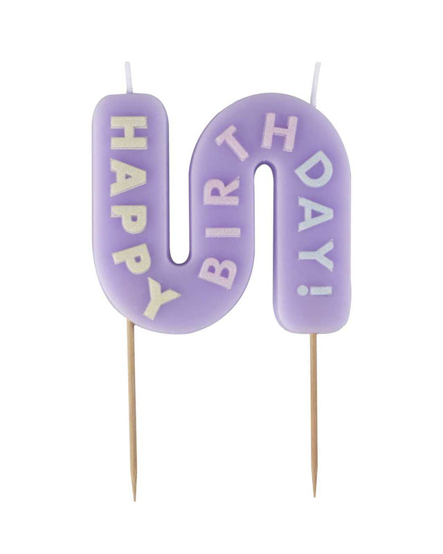 Pastel Wave 'Happy Birthday' Candle - 12cm x 7cm