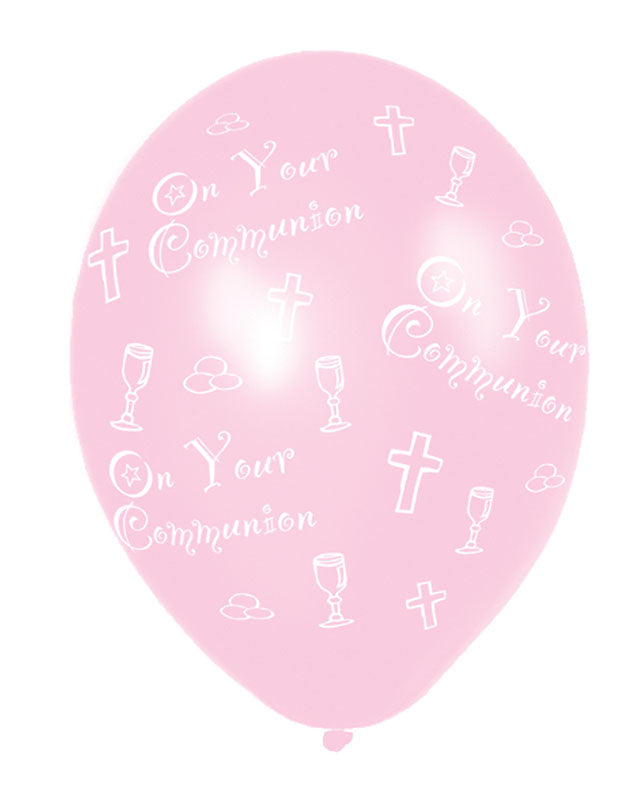 First Holy Communion Pink Balloons - 11" Latex (6pk)