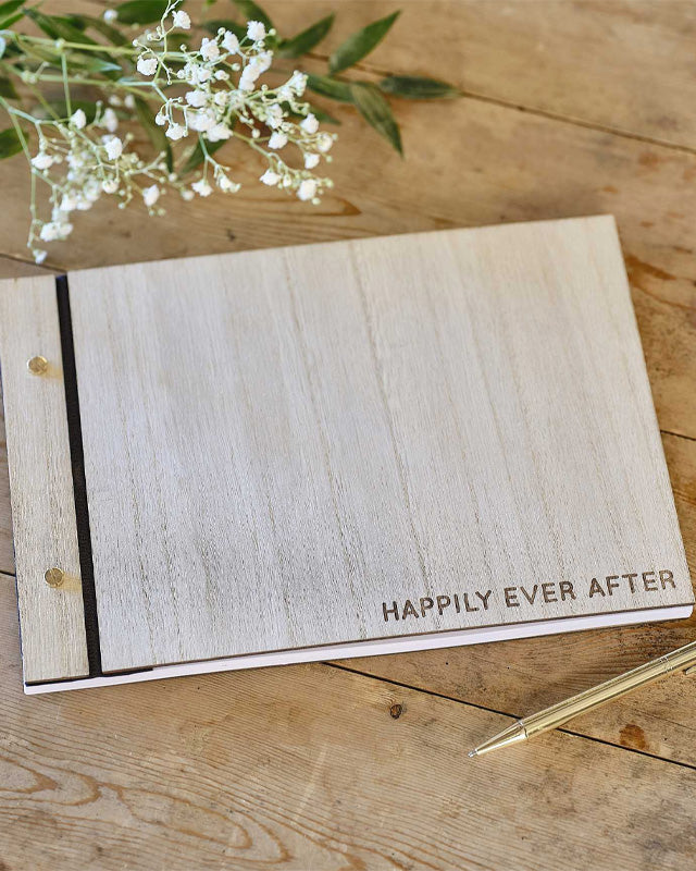 Rustic Romance Wooden 'Best Day Ever' Guestbook - 18cm x 26cm