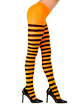 Orange & Black Striped Tights - Adult