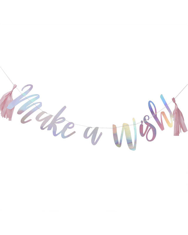 Unicorn Wishes 'Make A Wish' Iridescent Letter Banner - 1.5m