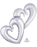 Silver Interlocking Hearts Balloon - 53" Foil