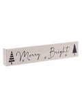 Merry & Bright Wooden Mantel Plaque - 20cm
