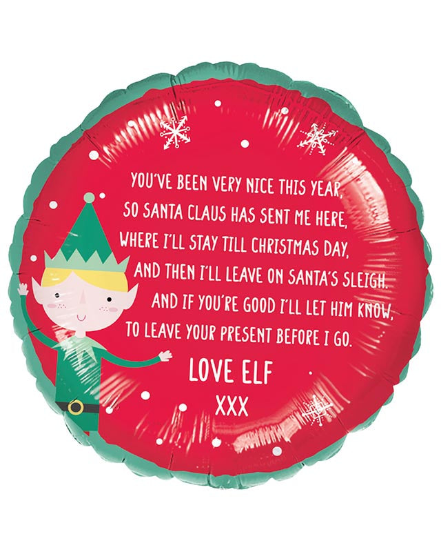 Personalisable Write On Elf Arrival Balloon - 18" Foil