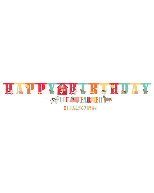 Barnyard Birthday Jumbo Add-an-Age Letter Banner - 3m