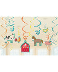 Barnyard Birthday Swirl Decorations - 17.7cm (12pk)