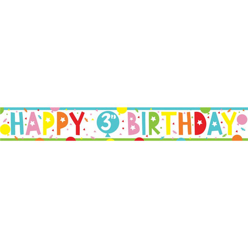 3rd Birthday Paper Banners - 1m (3pk)