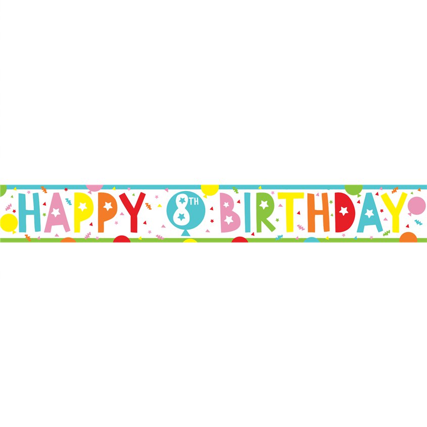 8th Birthday Paper Banners - 1m (3pk)