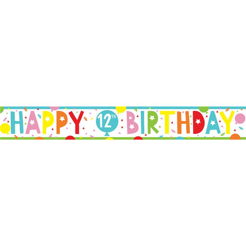 12th Birthday Paper Banners - 1m (3pk)