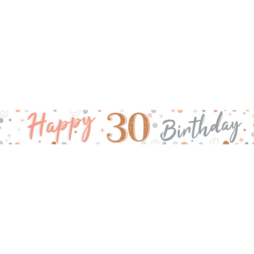 30th Sparkling Fizz Paper Banners - 1m (3pk)