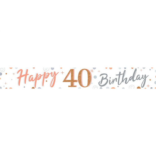40th Sparkling Fizz Paper Banners - 1m (3pk)