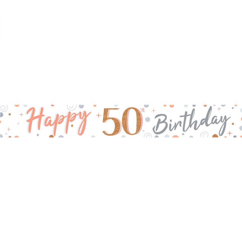 50th Sparkling Fizz Paper Banners - 1m (3pk)