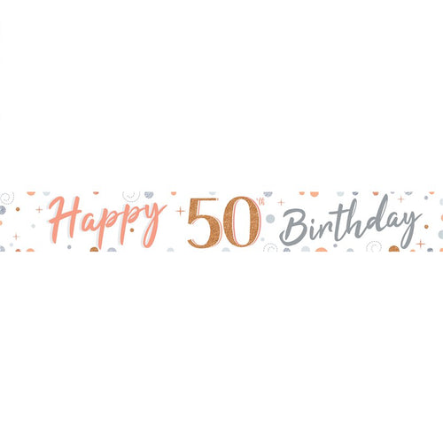 50th Sparkling Fizz Paper Banners - 1m (3pk)