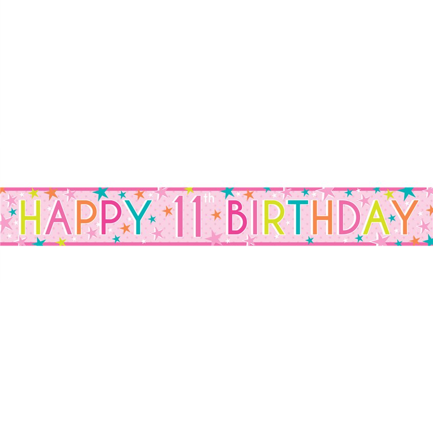 Girls 11th Birthday Paper Banners - 1m (3pk)