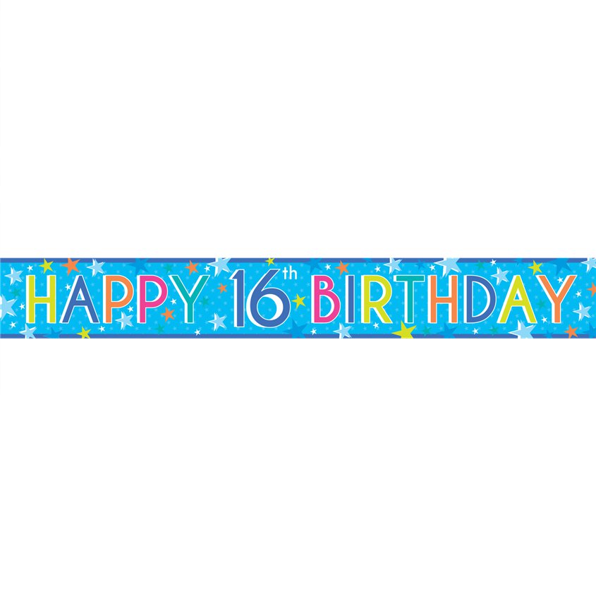 Boys 16th Birthday Paper Banners - 1m (3pk)